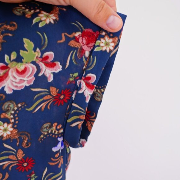 Philosophy Blue Red Green Medium Sheer Lightweight Blouse Top Sleeveless V-Neck - Picture 3 of 8